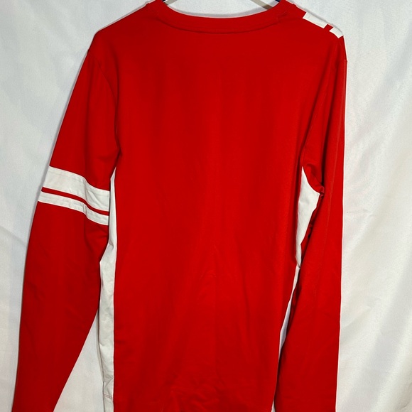 Hugo Boss Red White Stripe Jersey Style Long Sleeve Pullover Shirt Size XL - Picture 4 of 4